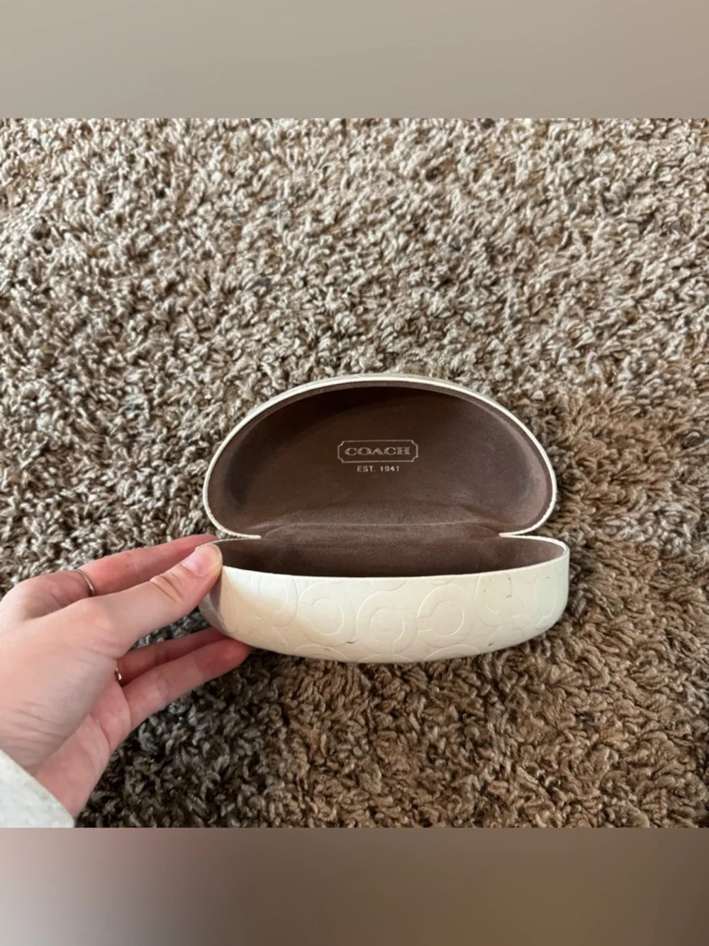 Coach White Embossed Sunglass Case